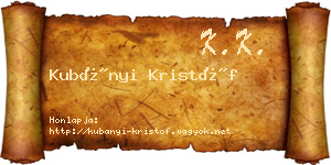 Kubányi Kristóf névjegykártya