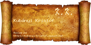 Kubányi Kristóf névjegykártya